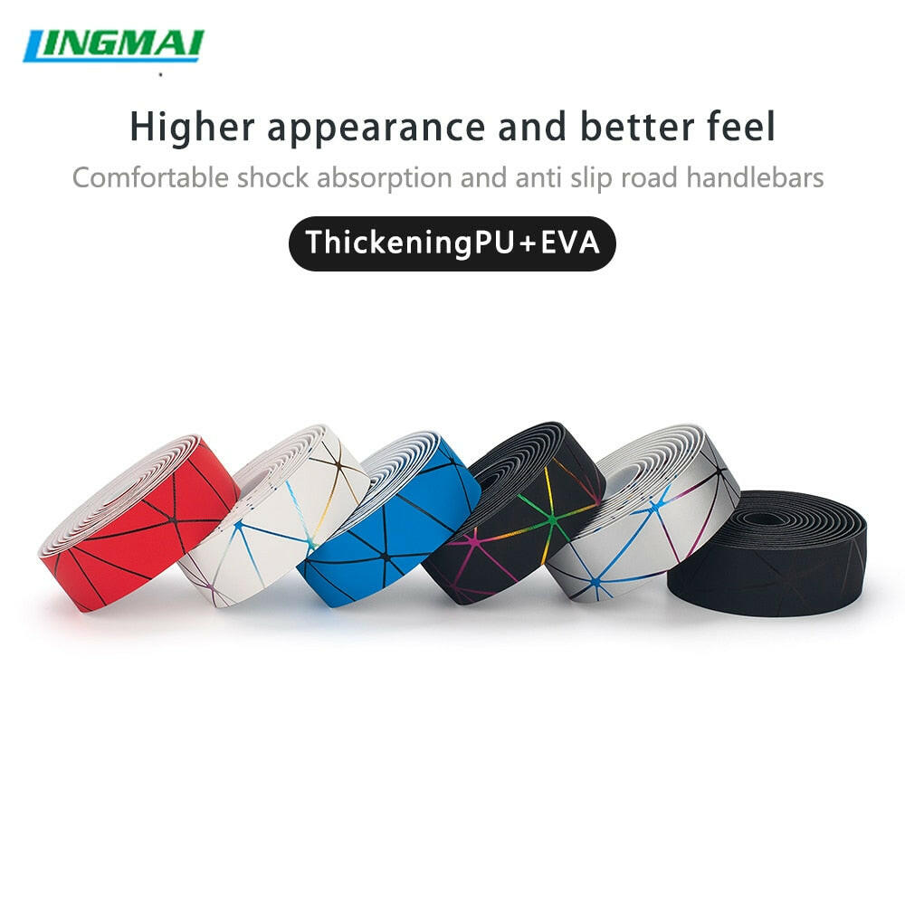 LINGMAI Bicycle Handlebar Tape Soft Bike BarsTape PU EVA Anti-slip MTB Cycling Wrap Straps Mountain End Plug Accessories-WAYBIKER