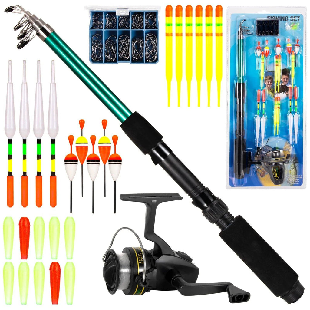 127pcs Fishing Tackle Set Fishing Rod and Reel Combo Telescopic Fishing Rod Pole with Spinning Reel Floats Hooks Accessories-WAYBIKER