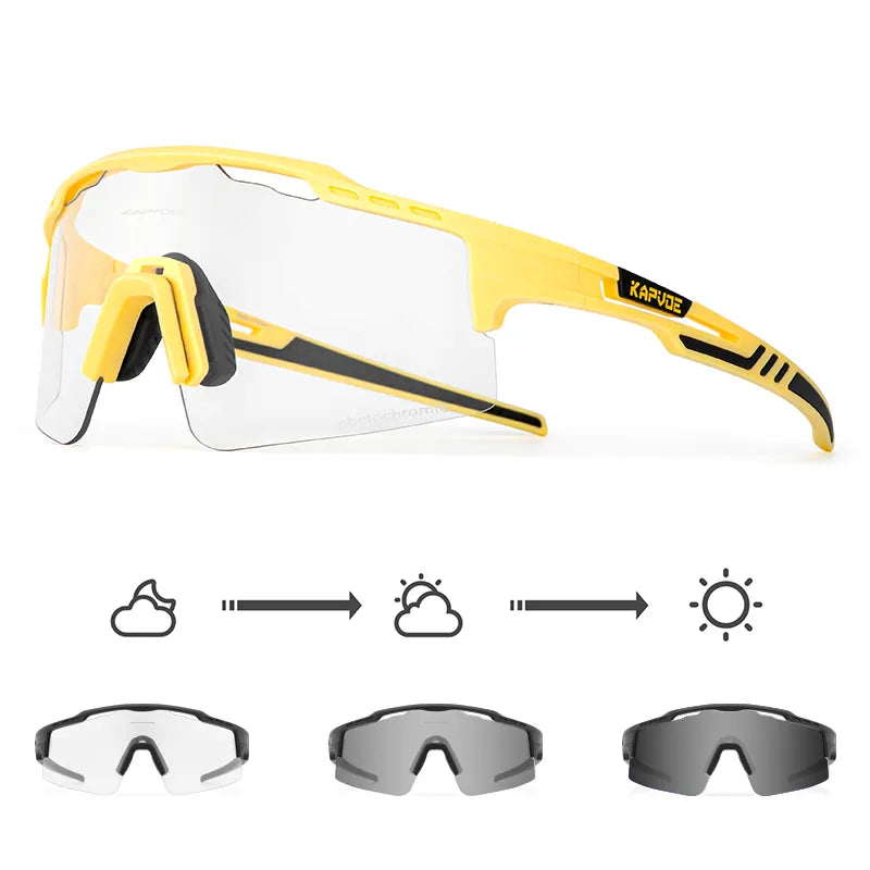 Kapvoe Photochromic Sunglasses Cycling Glasses for Men Women Sports Speed Road MTB Mountain Bike Bicycle Cycle Eyewear Goggle-WAYBIKER