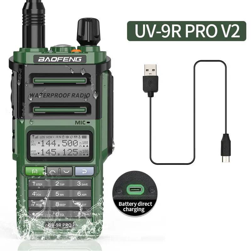 Baofeng UV-9R Pro V1 V2 Walkie Talkie IP68 Waterproof Dual Band Type-C Long Range Upgrade Tri-power Ham CB Radio Two Way Radio-WAYBIKER
