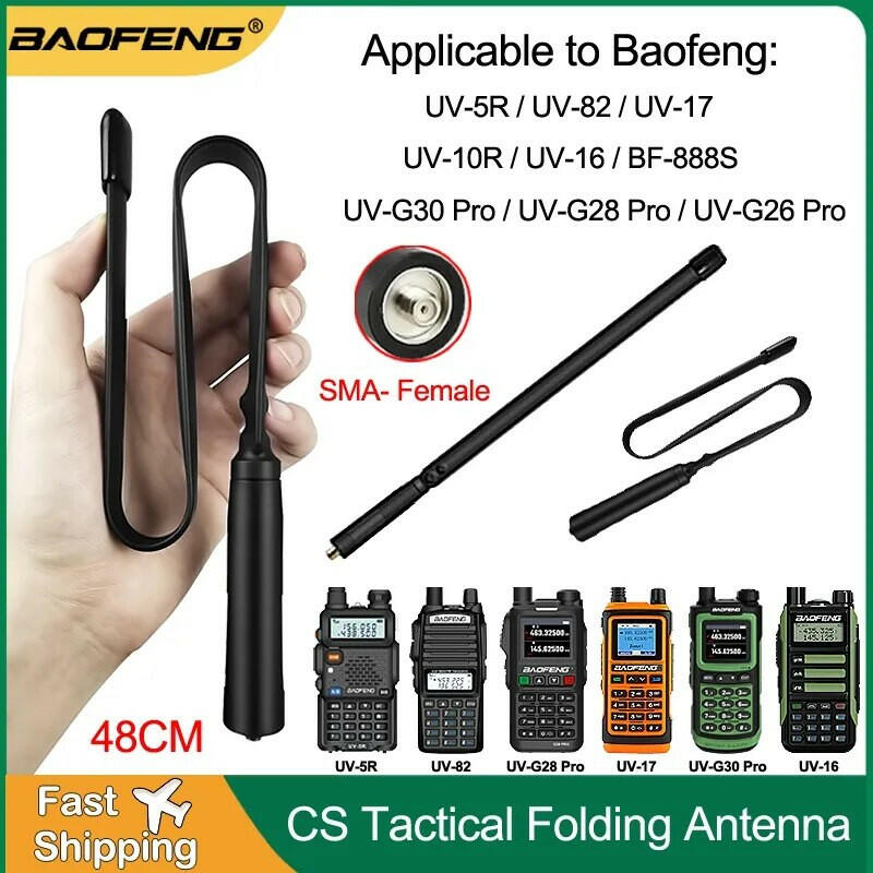 Baofeng CS Tactical Antenna Foldable SMA-Female Dual Band VHF UHF For Walkie Talkie UV-16 UV-5R UV-82 UV-17 UV-G30 Two Way Radio-WAYBIKER