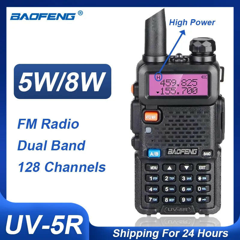 Baofeng UV-5R Walkie Talkie 8/5W Two Way Radio UV5R VHF UHF Dual Band High Power FM Radios Portable Stations Transceiver Hunting-WAYBIKER