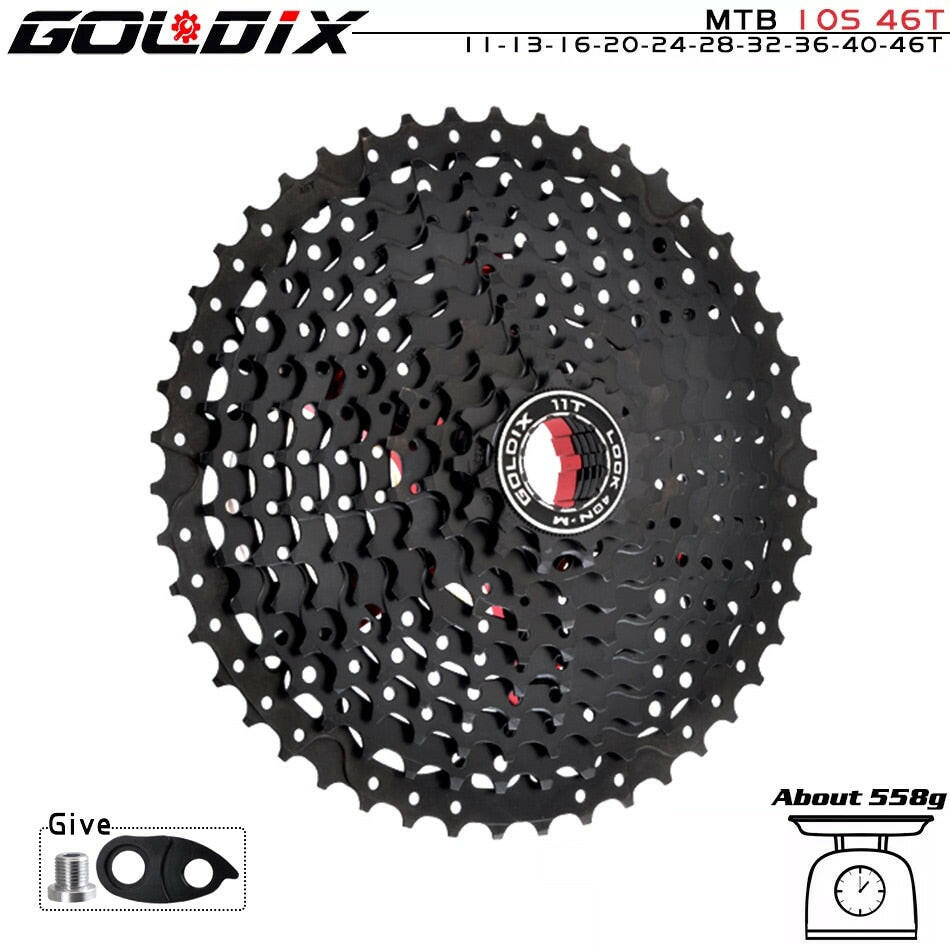 GOLDIX Black MTB Cassete 8/9/10/11/12 Speed 40/42/46/50/50T K7 8/9/10/11/12v Bicycle Freewheel Bicycle Sprocket for Shimano/SRAM-WAYBIKER