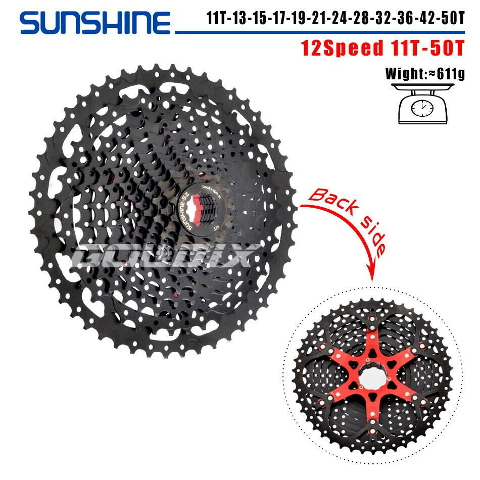 SUNSHINE Black Bicycle Freewheel MTB Bike Cassette K7 8/9/10/11/12 Speed SHIMANO HG Structure Specification for SHIMANO SRAM-WAYBIKER