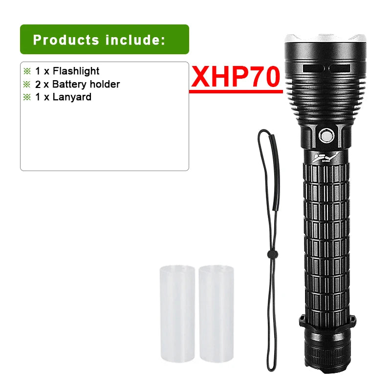 Bright XHP70 Professional Diving Flashlight IPX8 Waterproof Led Torch White Light Underwater Flashlight Underwater Lantern-WAYBIKER