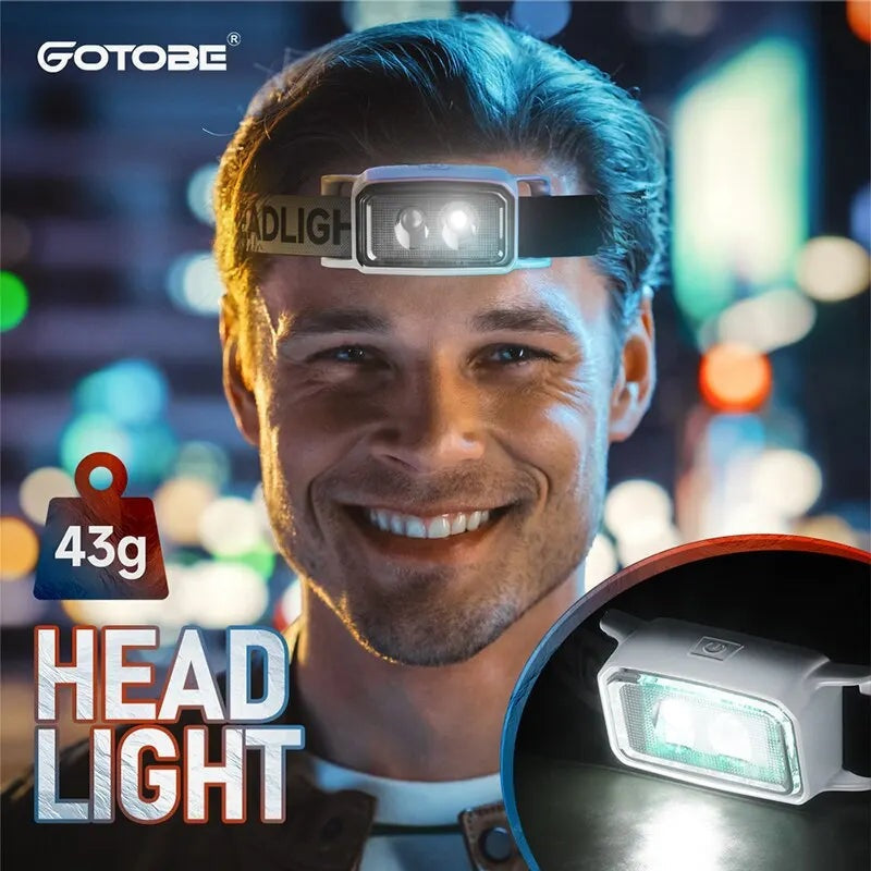 Mini Ultralight Head Lamps IP65 Waterproof 3 Mode Powered Headlight Fishing Hiking Portable Camping Lights With Red Light-WAYBIKER