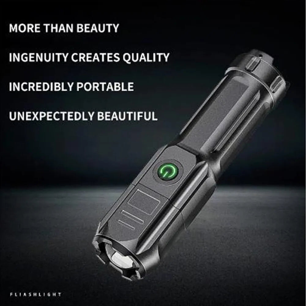 LED Flashlight Outdoor Telescopic Zoom Strong Light USB Charging Mini Portable Spotlight Long Range Torch Lamp-WAYBIKER