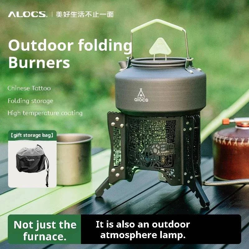 ALOCS Liuguang Stove Outdoor Camping Equipment Stove Lamp Dual Purpose Gluttonous Design Foldable Portable Stove Head-WAYBIKER