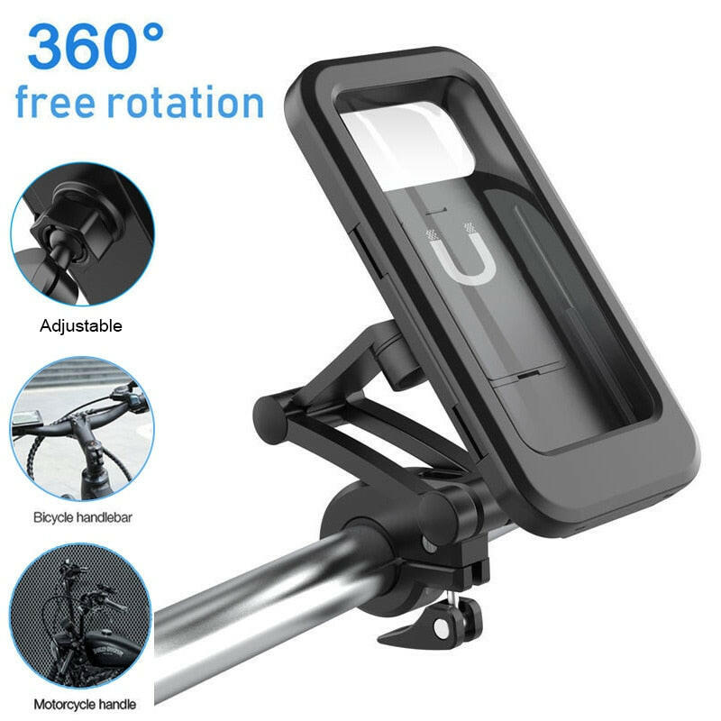 Waterproof Bicycle Mobile Phone Holder Support Universal Motorcycle GPS 360°Swivel Adjustable Bike Cellphone Holder-WAYBIKER