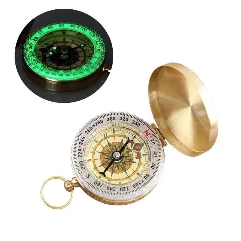 Compass New Outdoor Camping Hiking Portable Pocket Brass Gold Color Copper Compass Navigation With Noctilucence Display-WAYBIKER