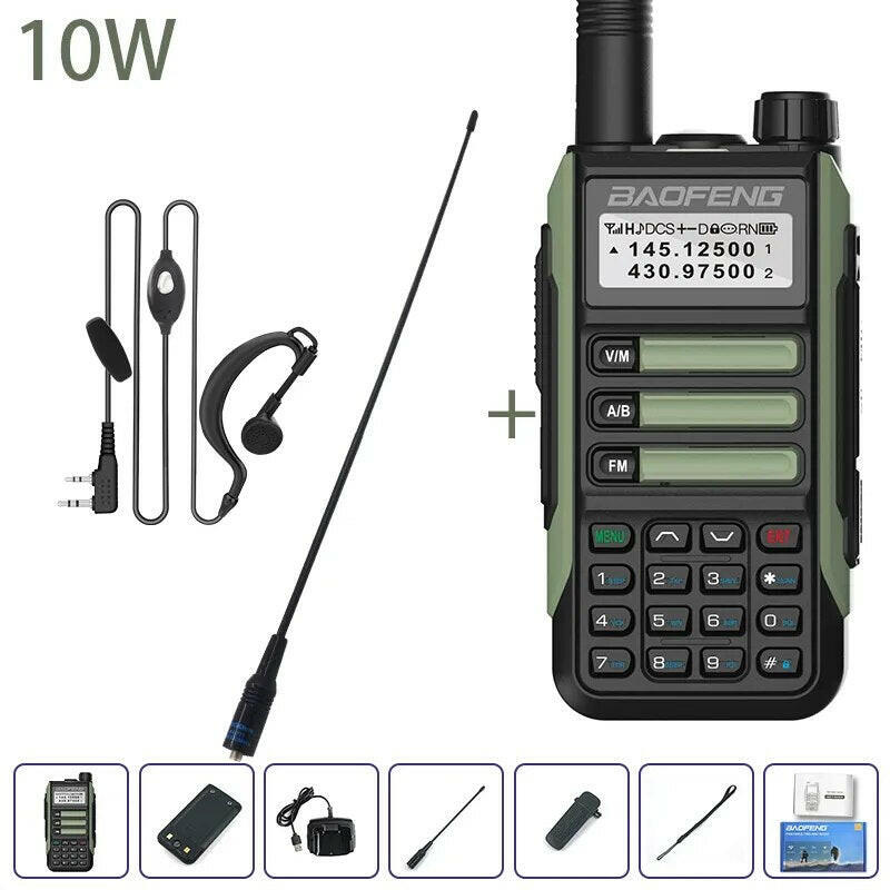 Baofeng UV-16 Plus Walkie Talkies Long Range 10KM Waterproof Two Way Radio10W VHF UHF Band UV 16 Pro USB Type C Upgrade of UV-5R-WAYBIKER