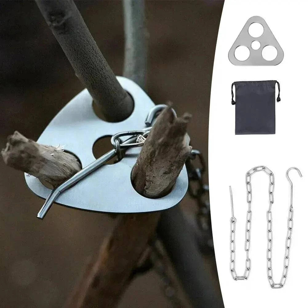 1pc Camping Hanging Tripod W/ Bag Pot Rack Hanger BBQ Steel Rack Multifunction Tripod Fire For Picnic Bonfire Party Outdoor Tool-WAYBIKER