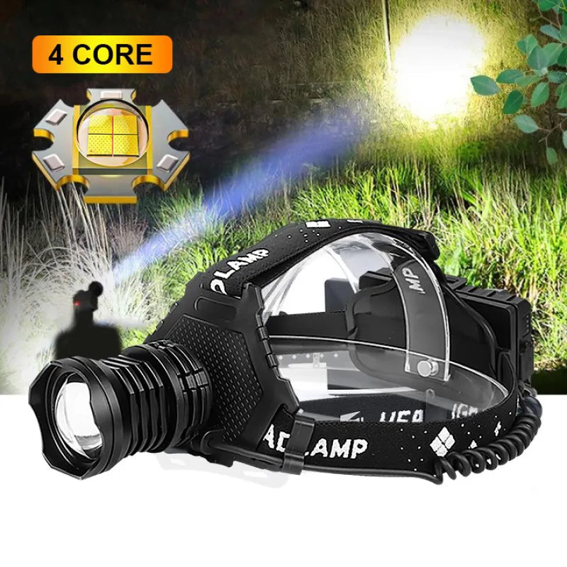 Super XHP199 LED Headlamp Headlight Powerful Head Flashlight USB Rechargeable Head Lamp Torch Light Lantern For Camping Fishing-WAYBIKER