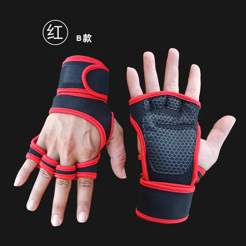 Cycling gloves Weightlifting Training for Men Women Fitness Sports Body Building Gymnastics Gym Hand Wrist Palm Protector Gloves-WAYBIKER