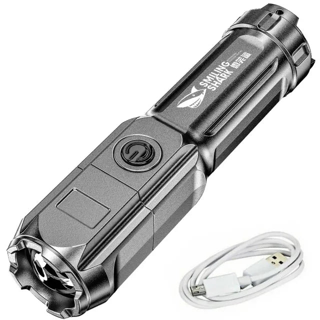 Portable Torch USB Rechargeable Outdoor Camping Tactical Flash Light Strong Lighting Flashlight Work Light LED Torch Lamp-WAYBIKER