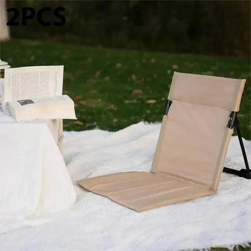 Foldable Camping Chair Outdoor Garden Park Single Lazy Chair Backrest Cushion Picnic Camping Folding Back Chair Beach Chairs-WAYBIKER
