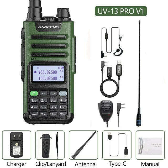 Baofeng UV-13 PRO Ham Radio 16 KM Long Range Distance Dual Band 999 Channel Type-C Charging Walkie Talkie Upgrade UV-5R UV-10R-WAYBIKER