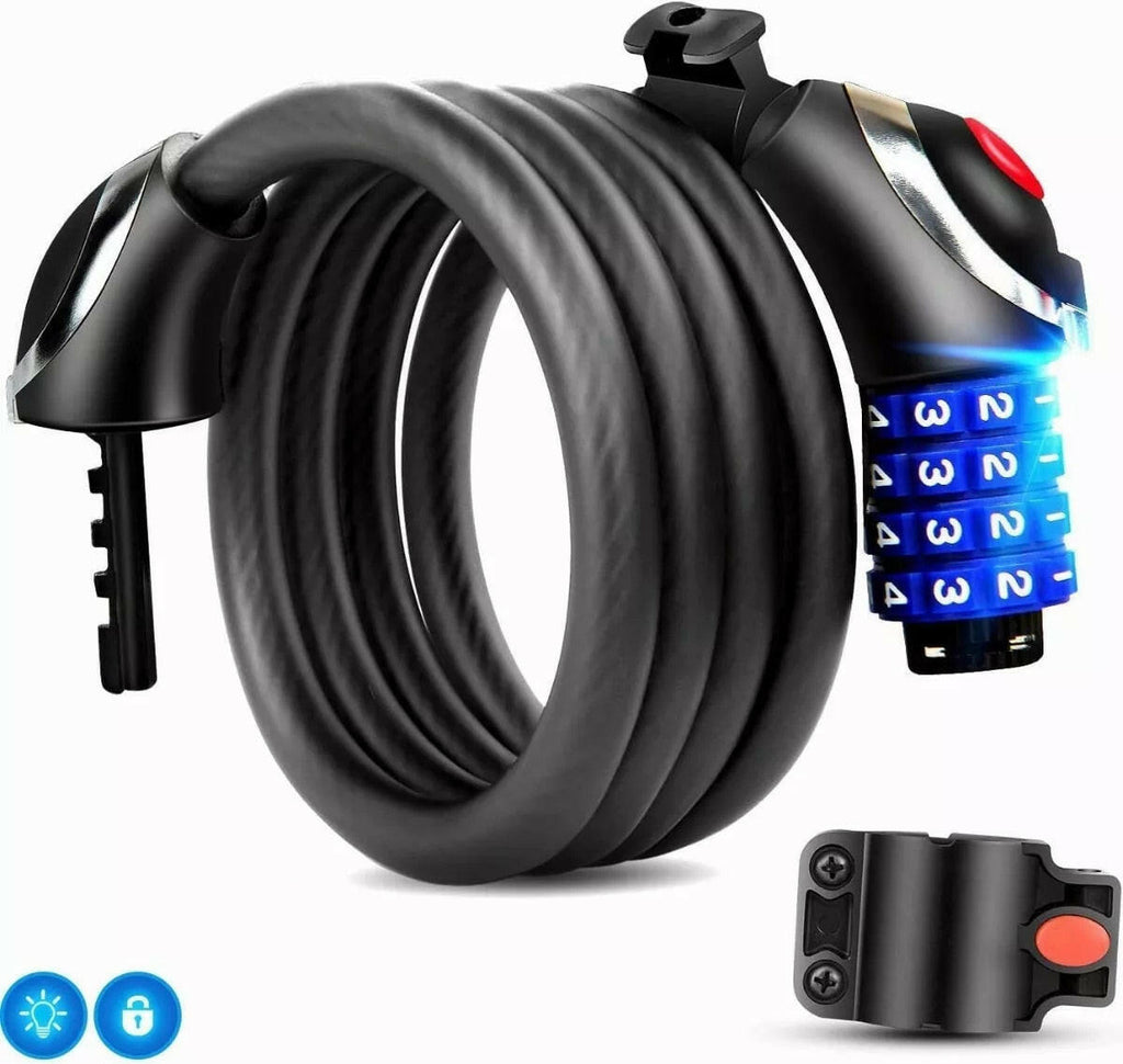 Bike Lock Cable, Bike Cable Lock Basic Self Coiling Kids Bike Lock Combination-WAYBIKER