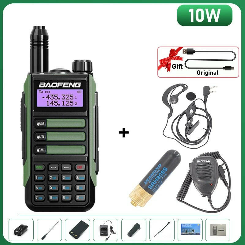 BaoFeng UV-16 Plus Walkie Talkie High Power USB C 10KM Long Range UV-16 Two Way Radio Dual Band Waterproof Transceiver FM Radio-WAYBIKER