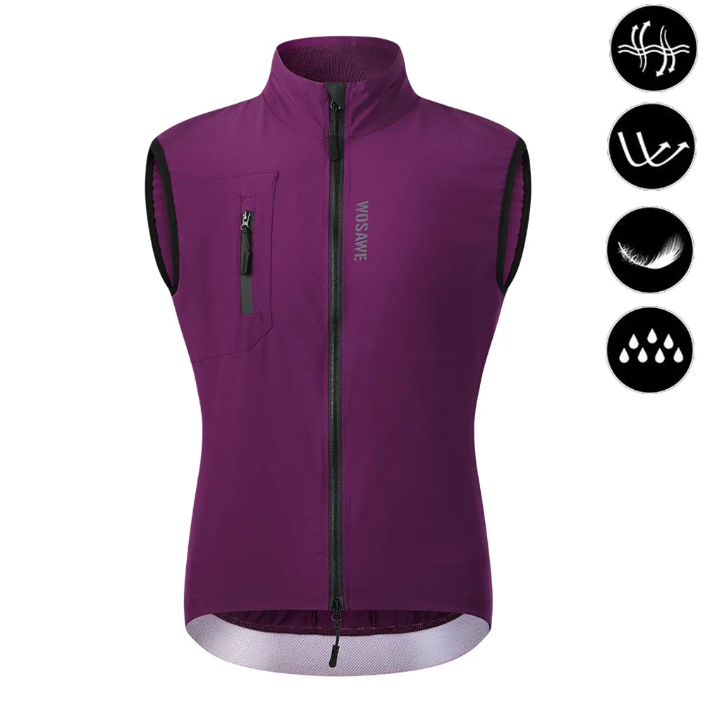 WOSAWE Ultralight Men's Cycling Windbreaker Windproof Jacket Bike Vest Water Resistant MTB Road Bicycle Long Jersey 2 Pockets-WAYBIKER