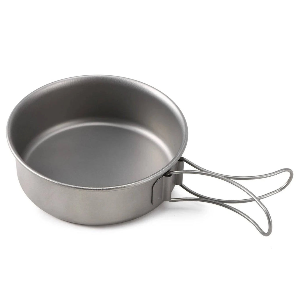Ultralight Ti Campng Bowls Set Otudoor Dinner Bowl Pan with Foldable Handles for Camping Hiking Picnic-WAYBIKER