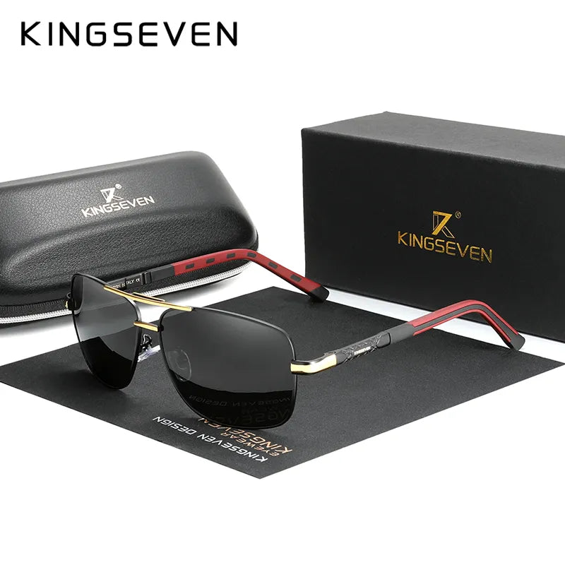 KINGSEVEN 2023 Aluminum Brand Pilot Polarized Sunglasses Men Women Fashion Frame Male Sun Glasses For Driving Oculos de sol-WAYBIKER