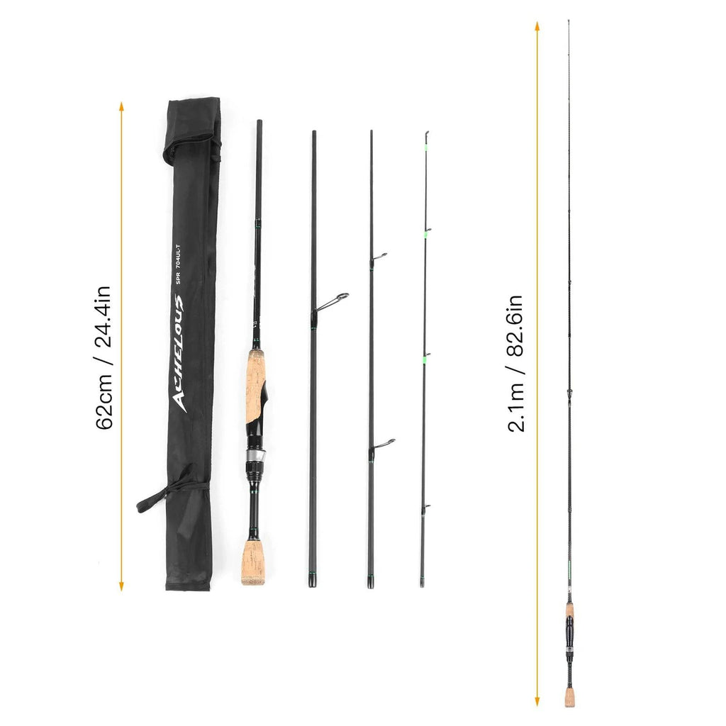 Lixada Portable Travel Spinning Fishing Rod 6.8FT Lightweight Carbon Fiber 4 Pieces Fishing Pole For Outdoor Fishing-WAYBIKER