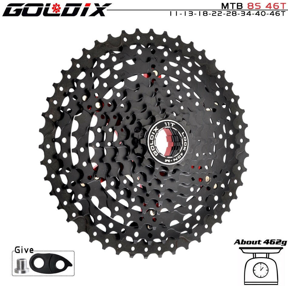 GOLDIX Black MTB Cassete 8/9/10/11/12 Speed 40/42/46/50/50T K7 8/9/10/11/12v Bicycle Freewheel Bicycle Sprocket for Shimano/SRAM