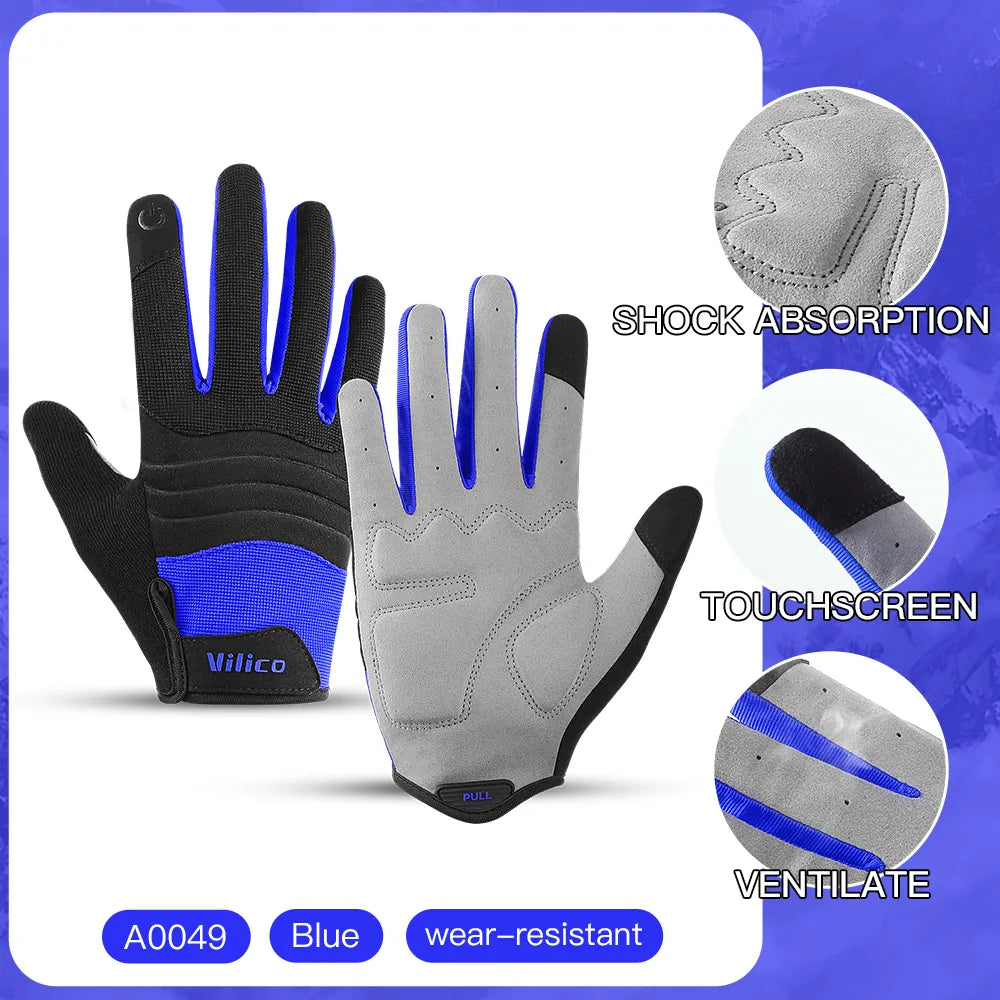 New Cycling Gloves Women Men Thicken Absorption Shock Pads Breathable Nonslip Outdoor Sports Mountaineering Hiking Riding Gloves-WAYBIKER