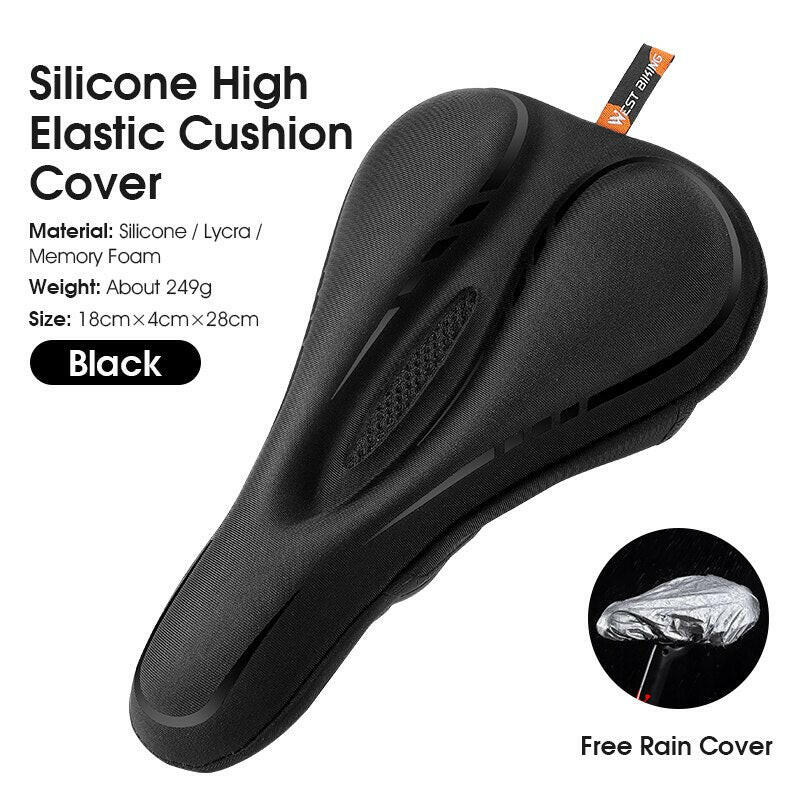WEST BIKING Soft Gel Bike Saddle Cover Silicone Cushion MTB Road Bicycle Seat Cover Comfort Breathable Anti-Slip Cycling Cushion-WAYBIKER