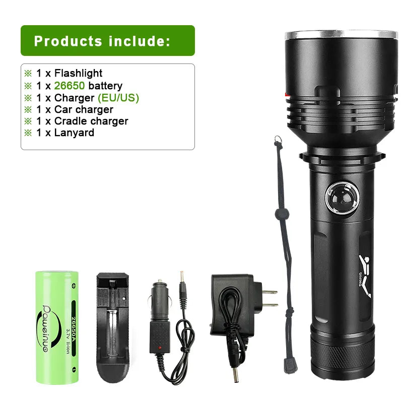 6000 Glare Super XHP120 Powerful Scuba Diving Flashlight High Power Led Dive Torch IPX8 Waterproof Underwater Hunting Lantern-WAYBIKER