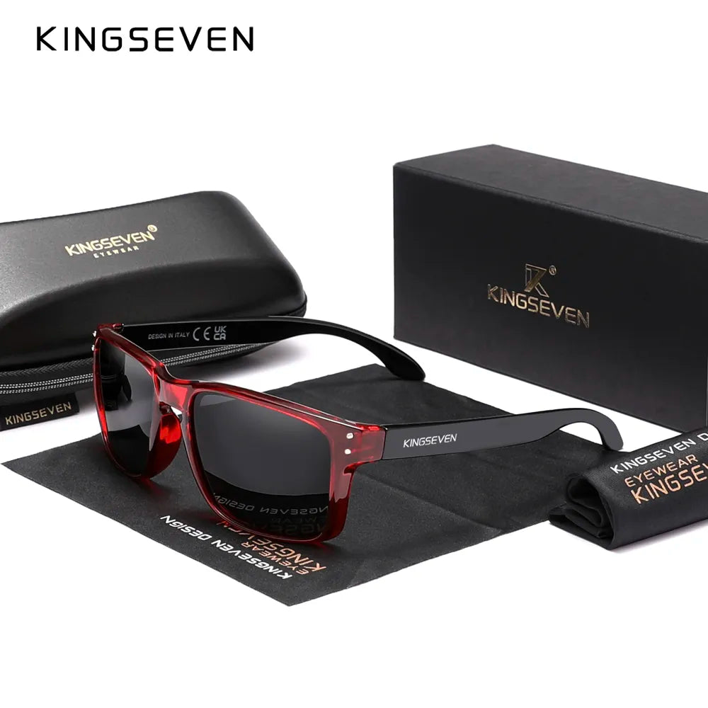 KINGSEVEN Brand Square Retro TR90 Polarized Sunglasses Women Men Carbon Fiber Pattern Design Outdoor Sports Eyewear-WAYBIKER