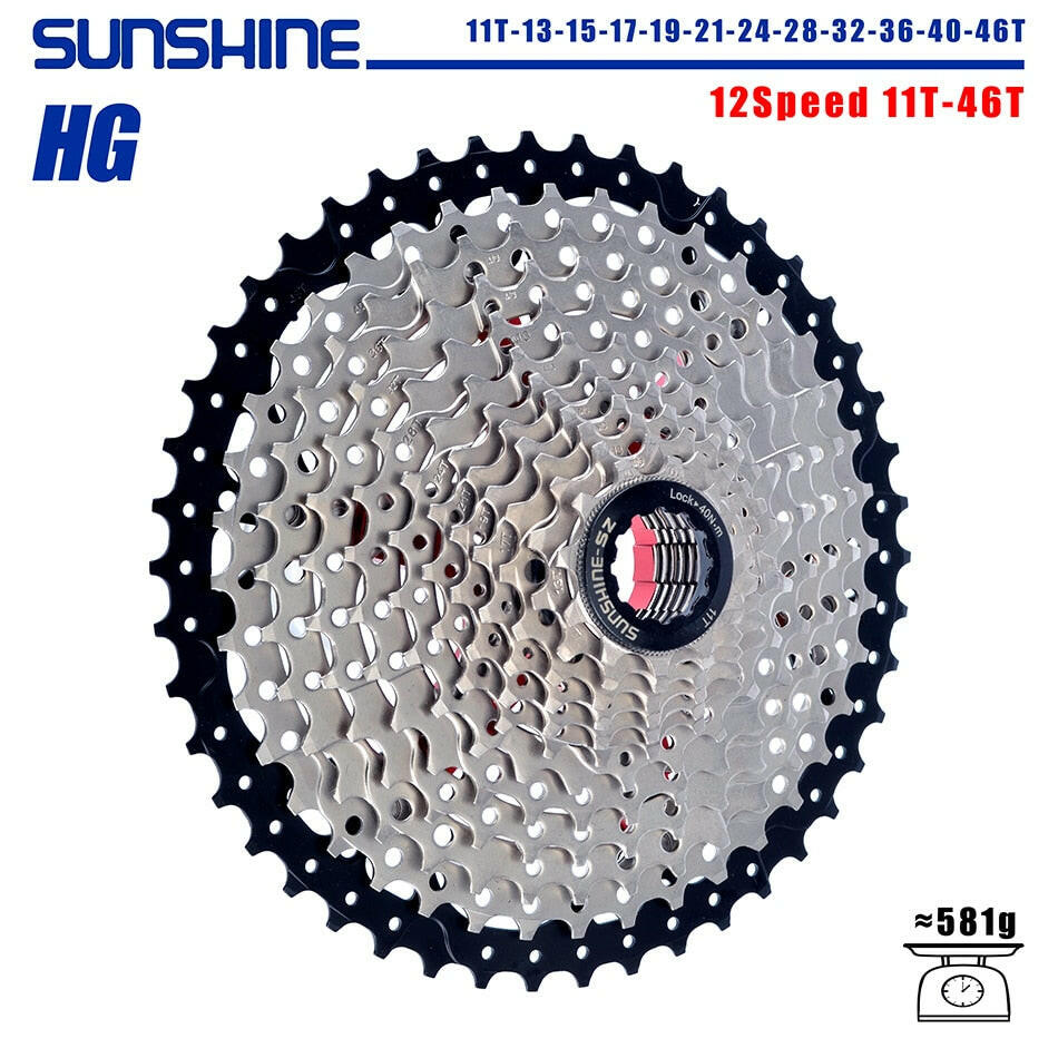 SUNSHINE Bicycle Cassette 8/9/10/11/12Speed Freewheel 32/36T/40T/42T/46T/50T/52T Sprocket HG Structure Flywheel For SHIMANO/SRAM-WAYBIKER