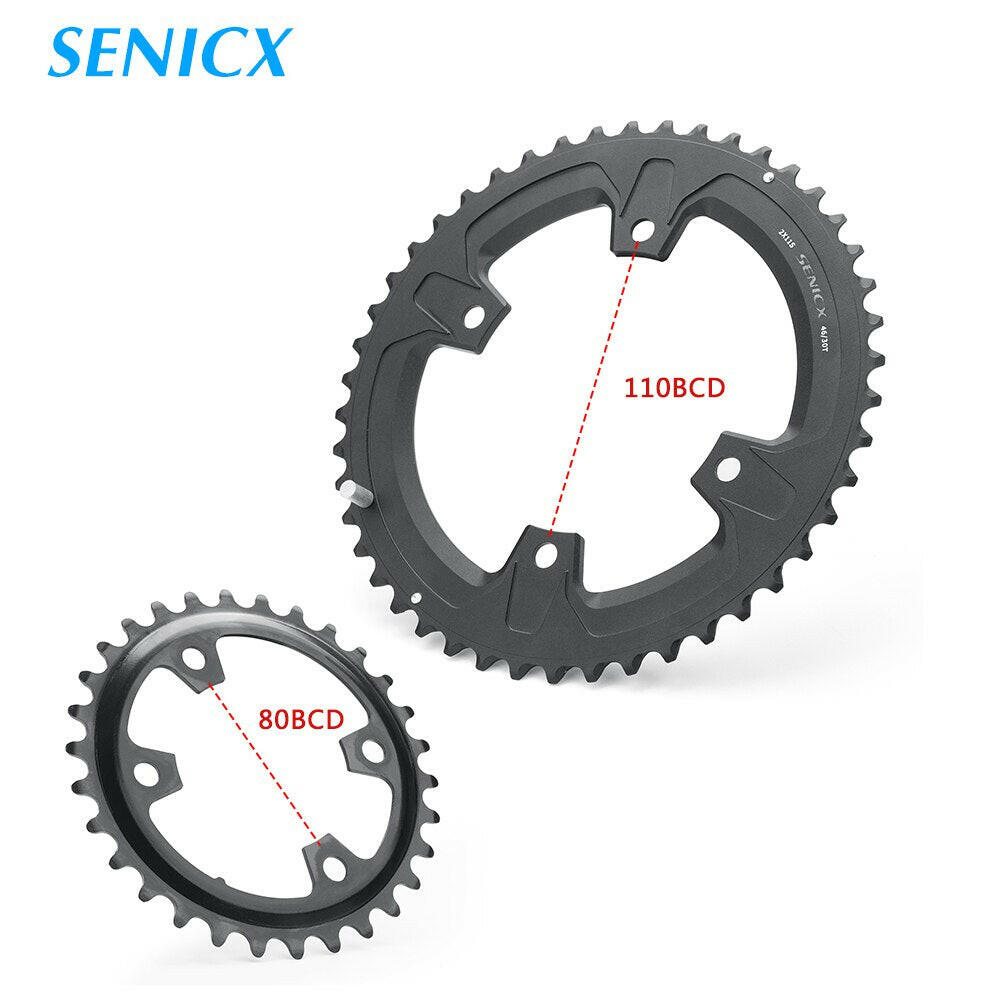 SENICX GR4 Single/double Speed 110/80 BCD chainring 42T 30-46T crank 170mm For Gravel-Bikes Cyclo-Cross BB24MM-WAYBIKER