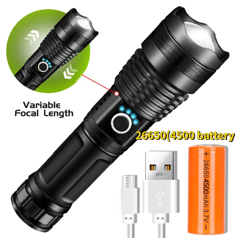 Drop Shipping Xhp50 FlashLight 5 Modes Usb Zoom Led Torch 26650 Battery Outdoors Light-WAYBIKER