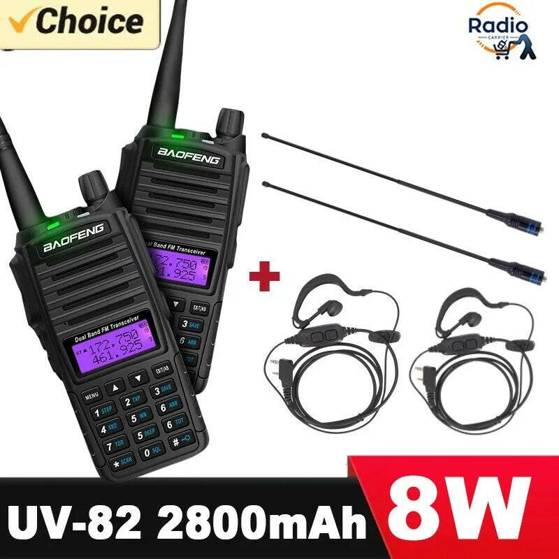 Baofeng Walkie Talkie 2 Way Ham radio comunicador UV 82 Dual PTT 8W 5W 10KM Dual Band UV-82 UHF VHF UV82 UV 5R 9R 13 UV16 Radios-WAYBIKER