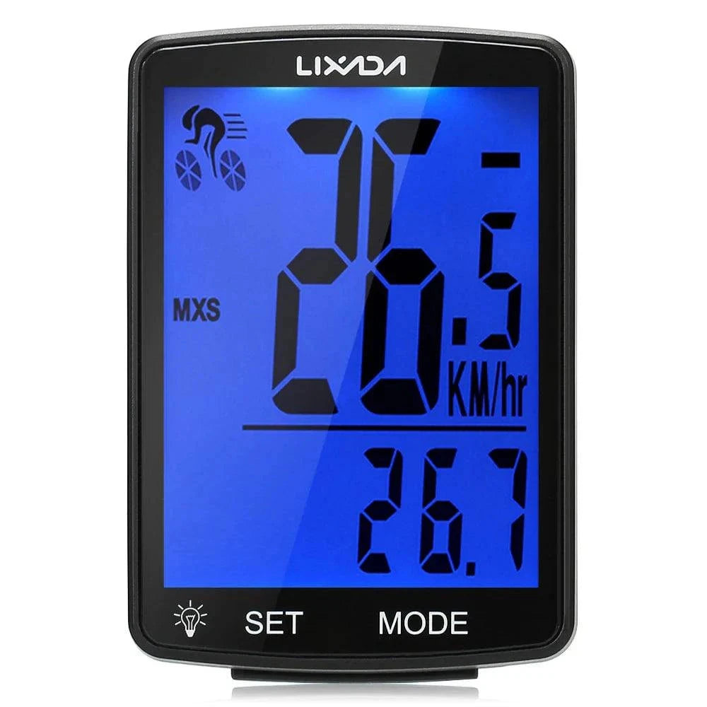 LIXADA Wireless Bike Computer LCD Screen Bicycle Computer Mountain Bike Speedometer Odometer IPX6 Waterproof Cycling Stopwatch-WAYBIKER