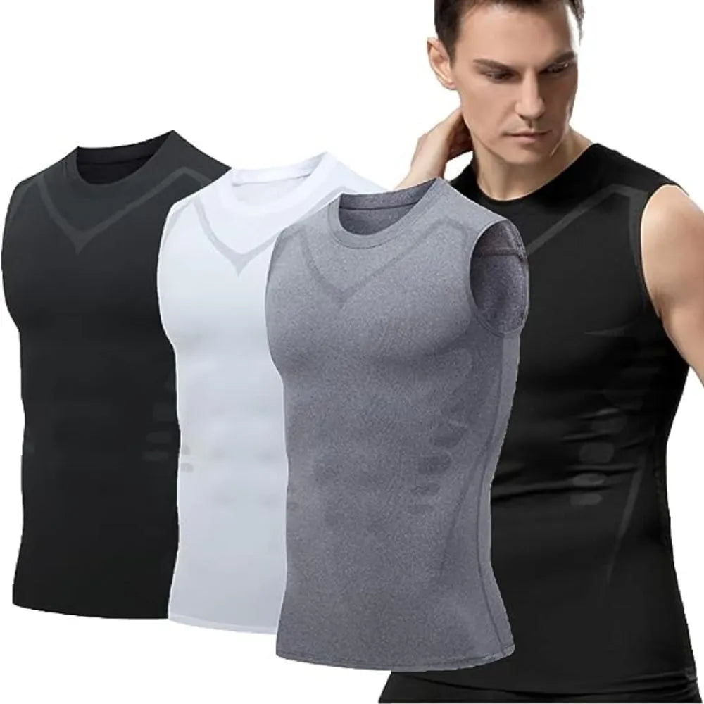 Ionic Shaping Vest Men's Sports Skin-tight Vests Fast Dry Breathable Slim Sleeveless Elastic Vest Fitness Top Cycling Vest-WAYBIKER