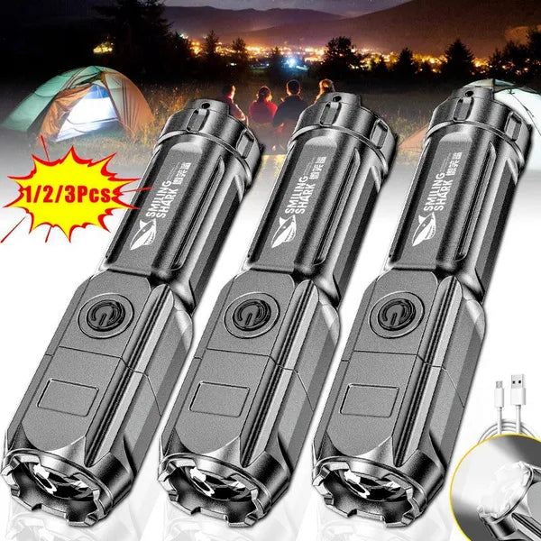 Powerful LED Flashlight 100000 Lumen Tactical Flashlights Rechargeable USB 18650 Waterproof Zoom Fishing Hunting LED Flashlight-WAYBIKER
