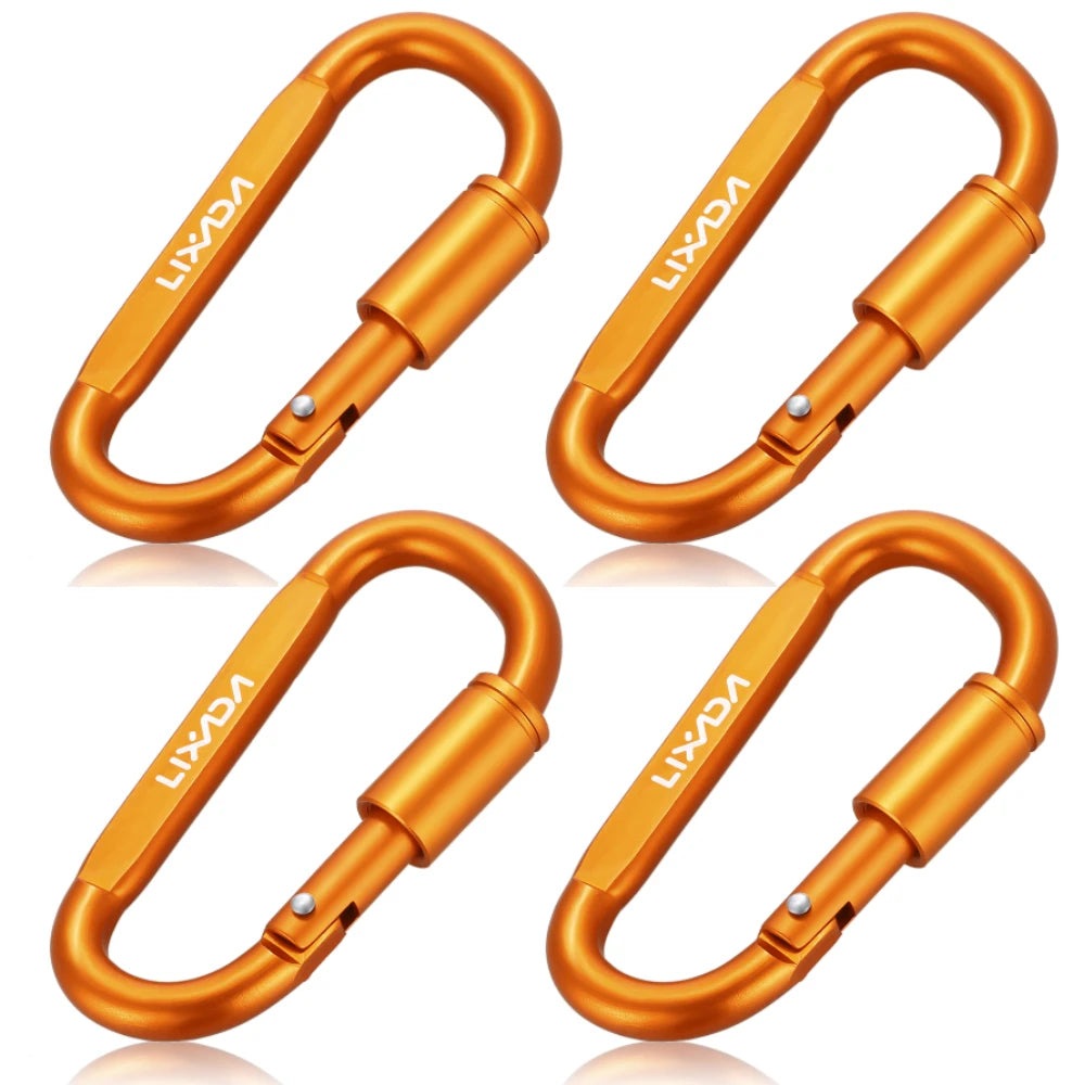 Lixada Aluminum Alloy D-ring Locking Carabiner Screw Lock Hanging Hook Buckle Keychain for Outdoor Camping Hiking-WAYBIKER