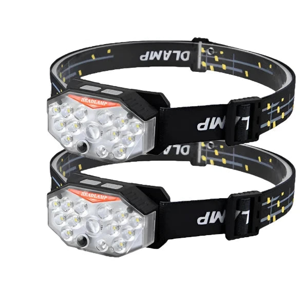 Rechargeable Headlamp Wave Sensing LED Lamp Type-C Charger Flashlight 7 Modes Light Camping Fishing Multi-Functional Lantern-WAYBIKER