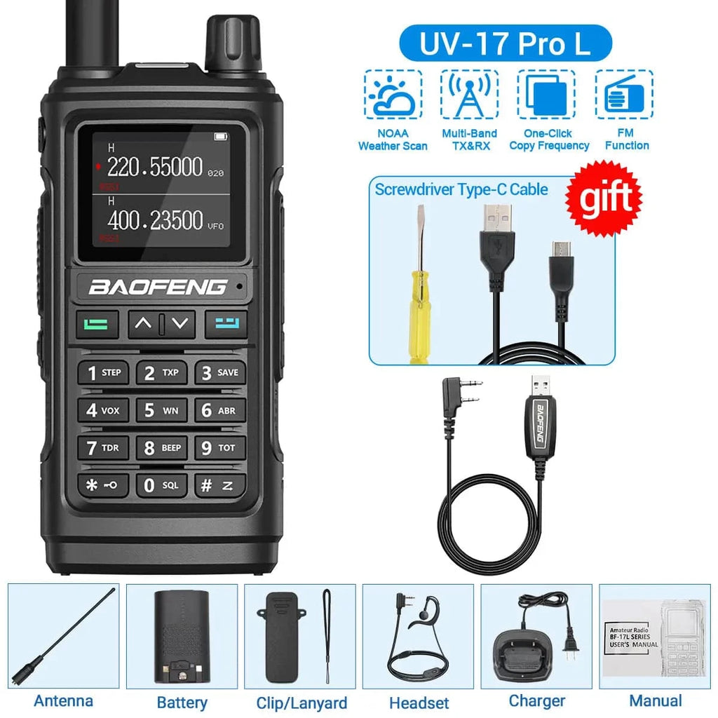 Baofeng UV-17 Pro V2 Walkie Talkie Tri Band Wireless Copy Frequency Long Range 50KM Two Way Radio UV-5R 21 PRO L Ham Radio-WAYBIKER