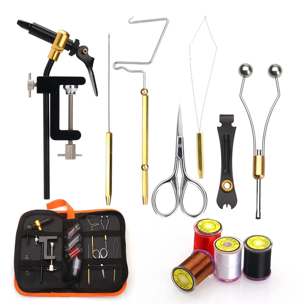 Fly Tying Tools Kit with Fly Tying Threader Needle Whip Finisher Scissors Fly Tying Kits for Flying Fishing Professionals-WAYBIKER