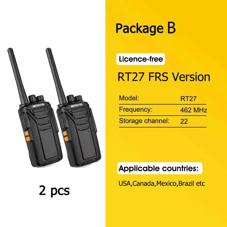 Retevis RT27 Walkie Talkie Licence-free PMR/FRS PMR446 Walkie-talkies 16/22CH VOX Scrambler Portable Two-Way Radio Transceiver-WAYBIKER