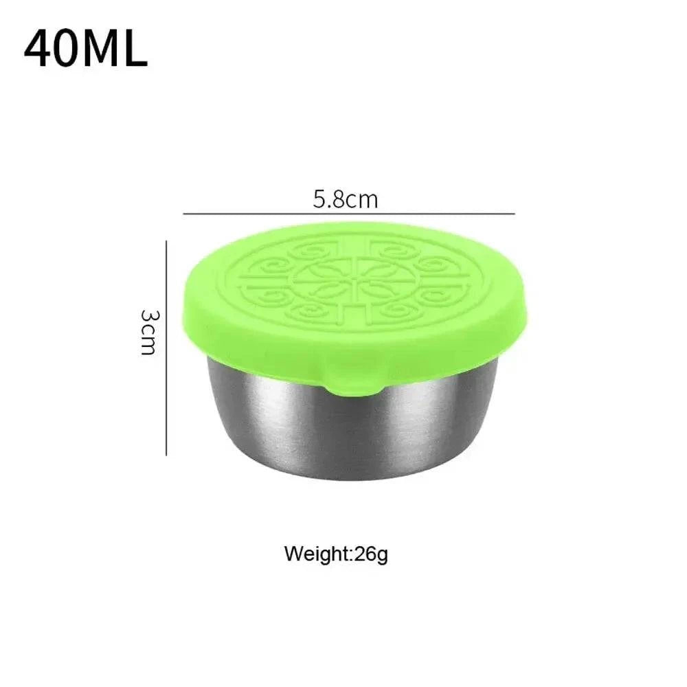 1pc Salad Dressing Container With 1.35oz/40ml Reusable Stainless Steel Cup And Leakproof Silicone Lids For Lunch Box And Picnic-WAYBIKER
