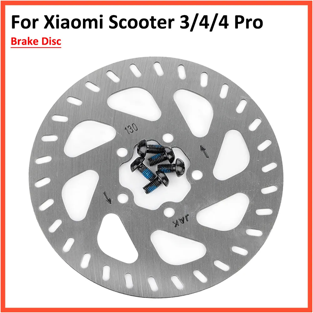130mm Brake Disc For Xiaomi Mi Electric Scooter 3 / 4 Pro Stainless Steel Rotor Pad Contains 5 Screws Replacement Parts-WAYBIKER