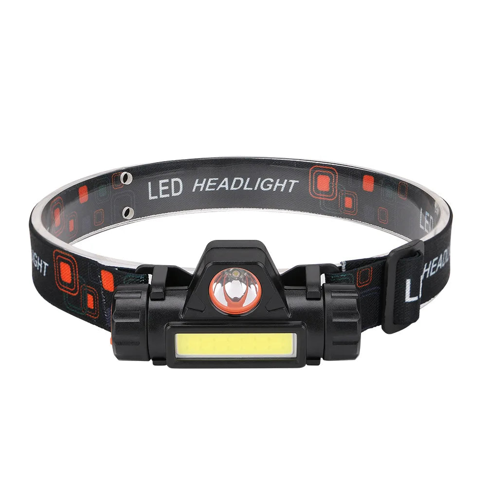 COB Headlamp with Built-in Battery Flashlight for Running USB Rechargeable Torch Headlight Outdoor Head Lamp 3 Lighting Modes-WAYBIKER