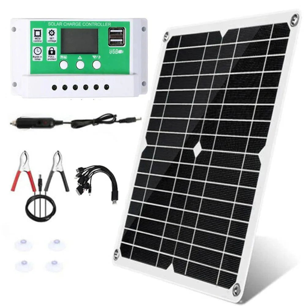 Outdoor Camping Power Bank Monocrystalline Solar Panel Kit Dual USB Phone Charger Waterproof with Solar Charge Controller 2022-WAYBIKER