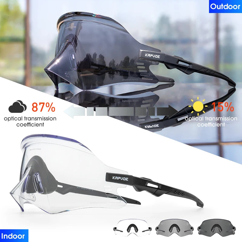 Kapvoe-Photochromic Sports Sunglasses for Man Road MTB Bicycle Glasses Riding Goggle Sports Eyewear Bike Women Cycling Glasses