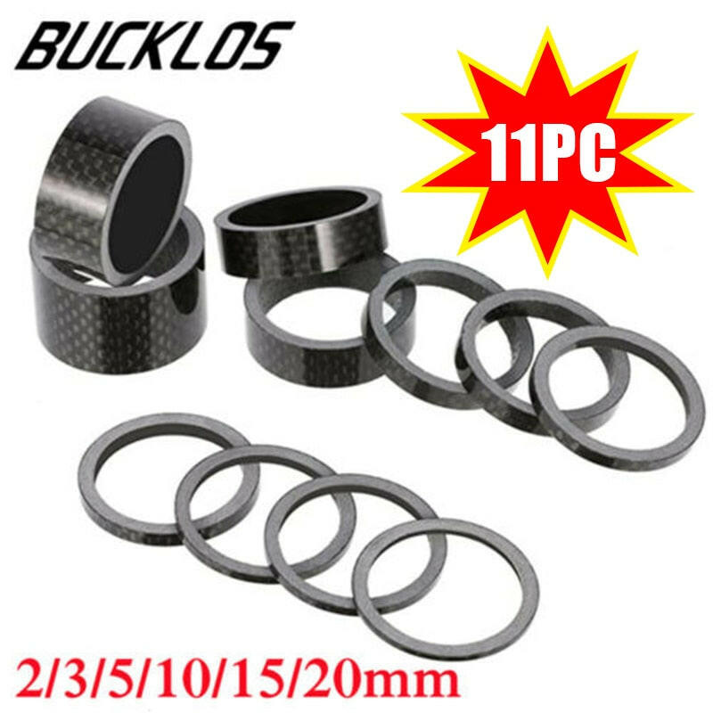 11pc set Carbon Fiber Bicycle Washer 3/5/10/15/20mm Headset Stem washer Spacer 1-1/8" 28.6mm Front Fork Road Bike Accessories-WAYBIKER